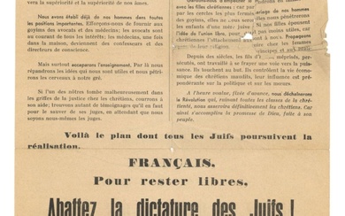 French Anti-Semitic Leaflet "French. Take Down the Dictatorship of the...