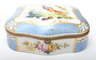 French Hand-Painted Porcelain Bird-Motif Box