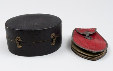 French Leather Traveling Pouch and a Traveling Box