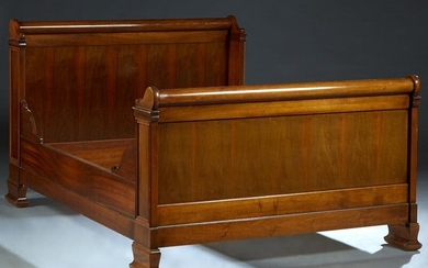 French Louis Philippe Carved Walnut Double Bed, 19th