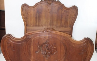 French Louis XV carved walnut bed
