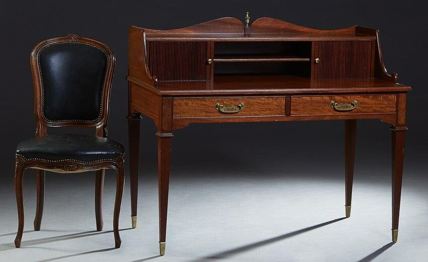 French Louis XVI Style Desk, the pursed back splash