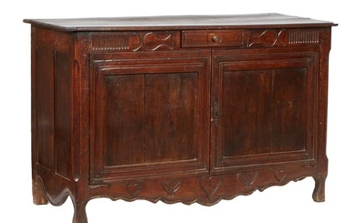 French Provincial Louis XV Style Carved Walnut Sideboard, 19th c., H.- 38 in., W.- 60 in., D.- 25