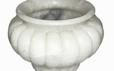 French production. 1920s. Cachepot in white alabaster