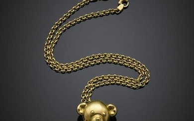 GIODORO Yellow gold bear pendant with gem and pearl