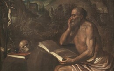 Gaspare Rem (1542-1615/17) SAN GIROLAMO olio su tela, cm...