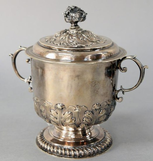 George I Silver Covered Mug, with reticulated finial on