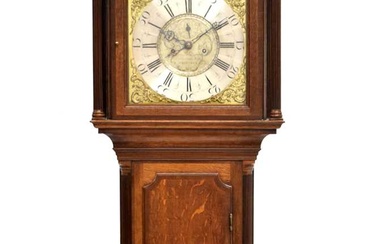 George III oak and mahogany-cased 8-day brass dial longcase clock, Seddon and Moss, Frodsham