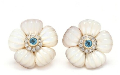 Gold, Mother-of-Pearl, and Gem-Set Earrings, MAZ