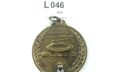 Gold-plated copper and enamel medal