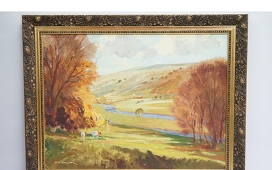 Gordon Clifford Barlow 1913-2005 - Framed oil painting lands...
