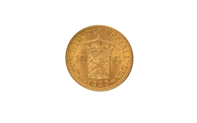 (-), Gouden tien gulden munt Wilhelmina, 1925. Conditie:...
