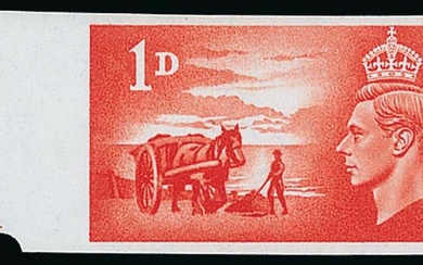 Great Britain Channel Islands 1948 1d. and 2½d. imperforate imprimaturs with left margins, the...