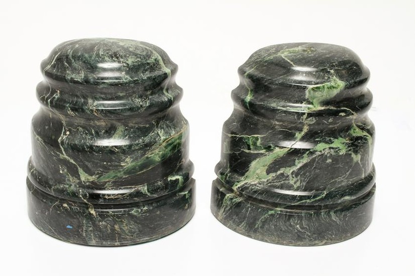 Green Marble Bookends, Pair
