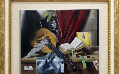 Gregorio Sciltian, Natura morta con mandolino, 1954, olio su tela, cm...
