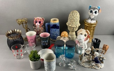 Group of 20+ Assorted Decorative Pottery Items and Toys
