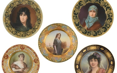 Group of Five Porcelain Portrait Plates