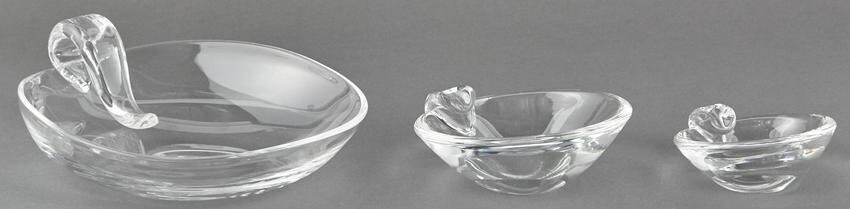 Group of Three Steuben Glass Dishes Modern Length of