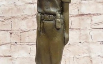 Guardian of Justice: Jean Patoue Police Woman Officer Signed Original Bronze Sculpture - 11" x 3.5"