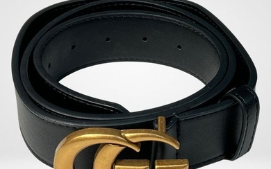 Gucci Double G Black Leather Belt Sz 38