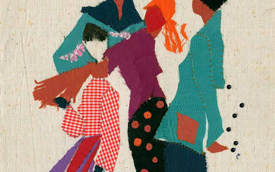 HELGA RADENER-BLASCHKE. 'Women's group', textiles on cardboard.
