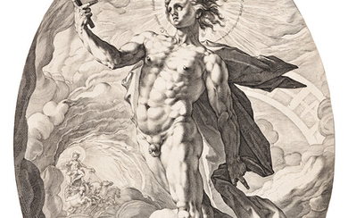 HENDRICK GOLTZIUS Apollo. Engraving, 1588. 342x265 mm; 13 1/2x10 1/2 inches (oval). Strasburg...