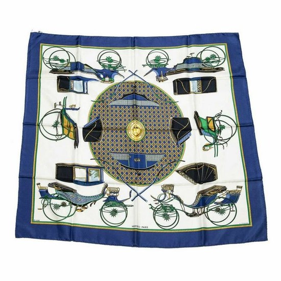 HERMES SILK SCARF 'LES VOITURES A TRANSFORMATION'