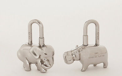 HERMS PARIS Hippopotamus padlock in palladium metal 120-150 Sold for...