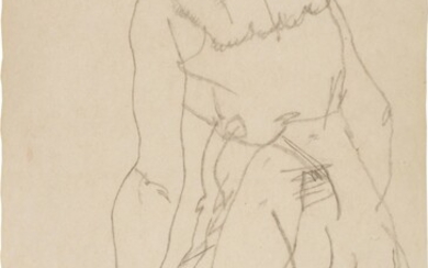 Halbbekleidetes Mädchen (Girl, Partially Clothed), Egon Schiele