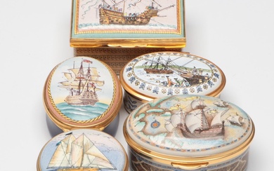 Halcyon Days "The 'Mary Rose' Box" and Other Nautical Themed Enameled Boxes