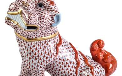 Herend Hungarian Porcelain Gilt Foo Dog Sculpture