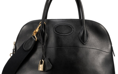 Hermès 35cm Black Box Calf Leather Bolide Bag with...