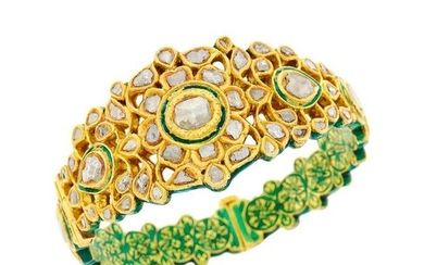 Indian Gold, Jaipur Enamel and Foil-Backed Diamond