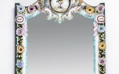 Italian porcelain wall mirror with putti and florals