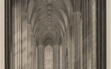 J. POPPEL (1807-1882), The new parish church in the suburb of Au in Munich, Steel engraving
