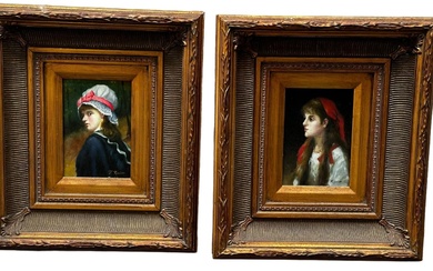 JOLANDA RUSSO, (XX), two oil on board portraits of...