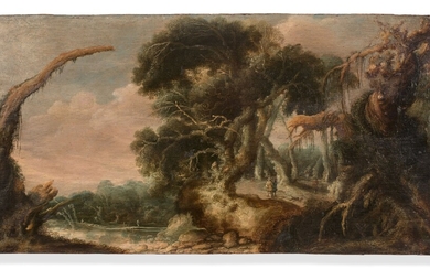 Jacob van GEEL Middelbourg, vers 1585 - Dordrecht, après 1638Paysage fantastique aux grands arbresPanneau de...