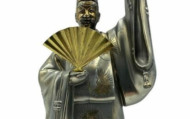 Japanese Silver and Gilt Bronze Figural Statue of a