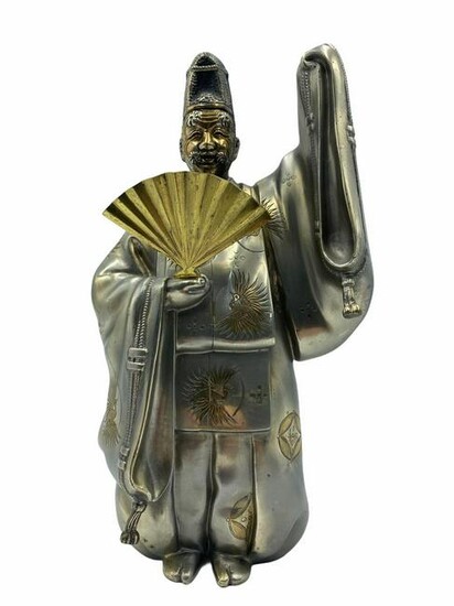 Japanese Silver and Gilt Bronze Figural Statue of a