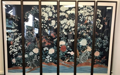 Japanese Six Panel Framed Paintings