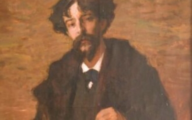 Jean-Gabriel DOMERGUE (1889-1962). Presumed portrait of Alphonse Daudet. Oil on canvas signed lower right and dated 1914. 128x79 cm.