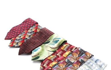 Jerry Garcia Patterned Silk Tall Neckties Including "Like a Twittering Machine"