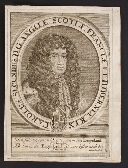 Johann Friedlein, King Charles II England 1685 engraved