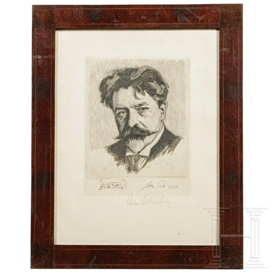 John Philipp - a signed etching of Arthur Nikisch