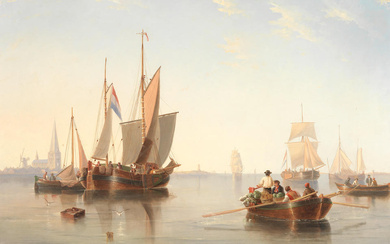 John Wilson Carmichael (British, 1800-1868) Dutch shipping in a calm