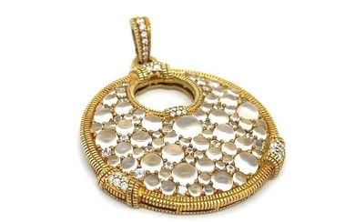 Judith Ripka Aurora Pendant Diamond Sapphire 18k Gold Moonstone Clip On