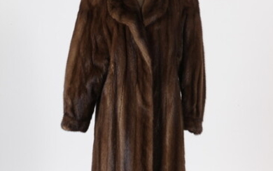 KAUFMAN BROTHERS LONG BROWN FUR COAT WITH WING COLLAR AND...