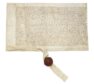 KENT – City of Canterbury. Document on vellum, charter of William Sellowe, mayor of Canterbury, Canterbury, 2 April 1465.