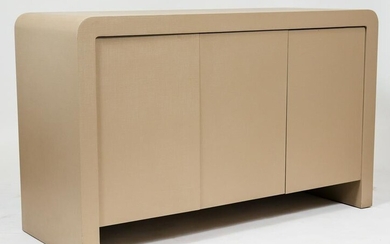 Karl Springer Style Modern Linen Wrapped Cabinet