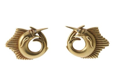 Kieselstein Cord 18k Gold Diamond Fish Earrings